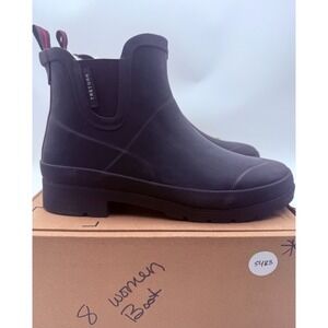 Tretorn Boots Womens Size 9 Black lina Rubber Ankle Faux Fur Lined Rain Winter